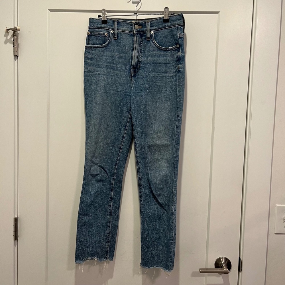 Madewell The Perfect Vintage Jean High Rise Raw Hem Medium Wash Denim 25